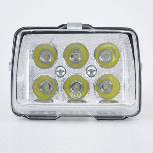 Wu Yang Series Motorcycle 6‑LED square headlight front view, high brightness LED head lamp with aluminum reflector