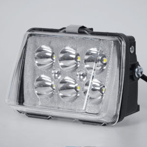 Wu Yang Series Motorcycle 6‑LED square headlight 45‑degree side‑front view, replacement headlight assembly