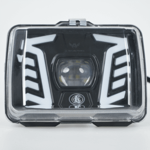 Wu Yang Series Square LED motorcycle headlight with DRL daytime running light, clear lens motorcycle headlamp