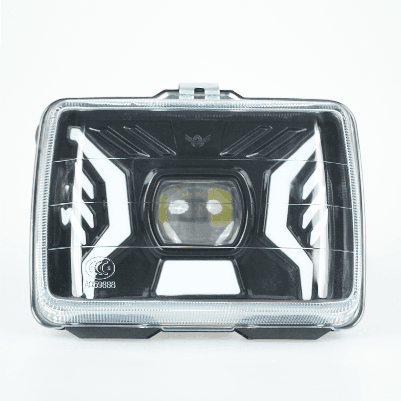 Wu Yang Series Motorcycle square LED headlight front view, high‑power projector lamp assembly