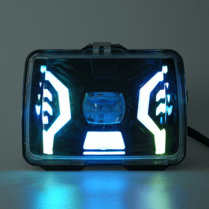 Wu Yang Series Motorcycle LED headlight illuminated view, colorful RGB daytime running light effect