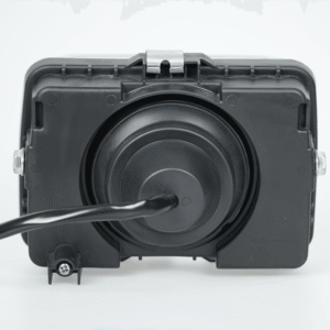 Wu Yang Series Motorcycle LED square headlight back view, plastic housing with wiring harness, replacement head lamp for motorcycle
