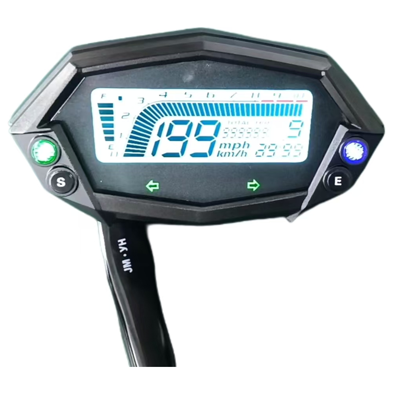 Digital motorcycle LCD speedometer, 7-color backlight, gear display, time, USB charging, km/mph switchable, adjustable via buttons, wholesale motorcycle instrument