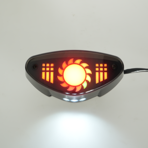Illuminated Boxer125 motorcycle tail light, custom printable logo on center circle, LED rear stop lamp for Boxer125