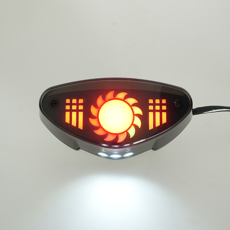 Illuminated Boxer125 motorcycle tail light, custom printable logo on center circle, LED rear stop lamp for Boxer125