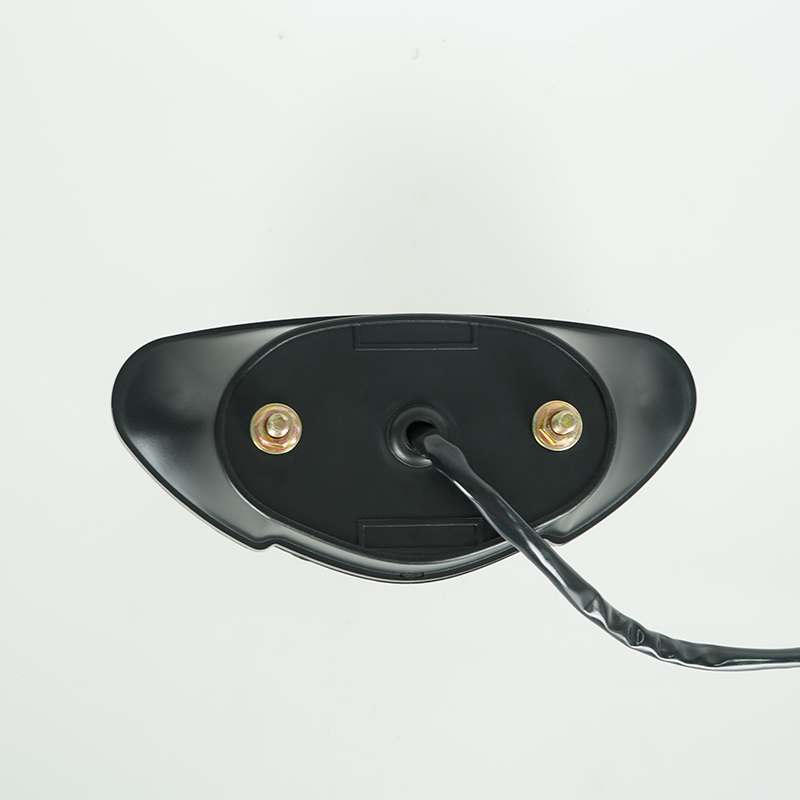 Boxer125 motorcycle LED tail light back view, black housing mounting base with wire