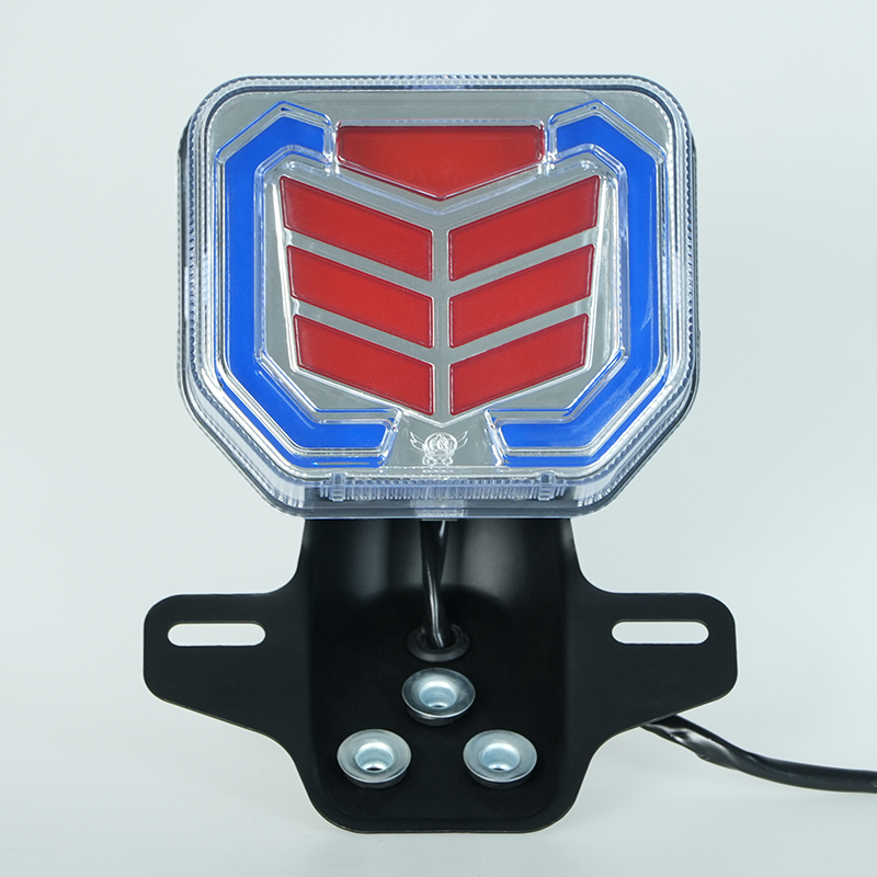 Front view CG125 CG150 motorcycle taillight, red pattern surface, top red zone for custom logo printing, waterproof LED rear light wholesale