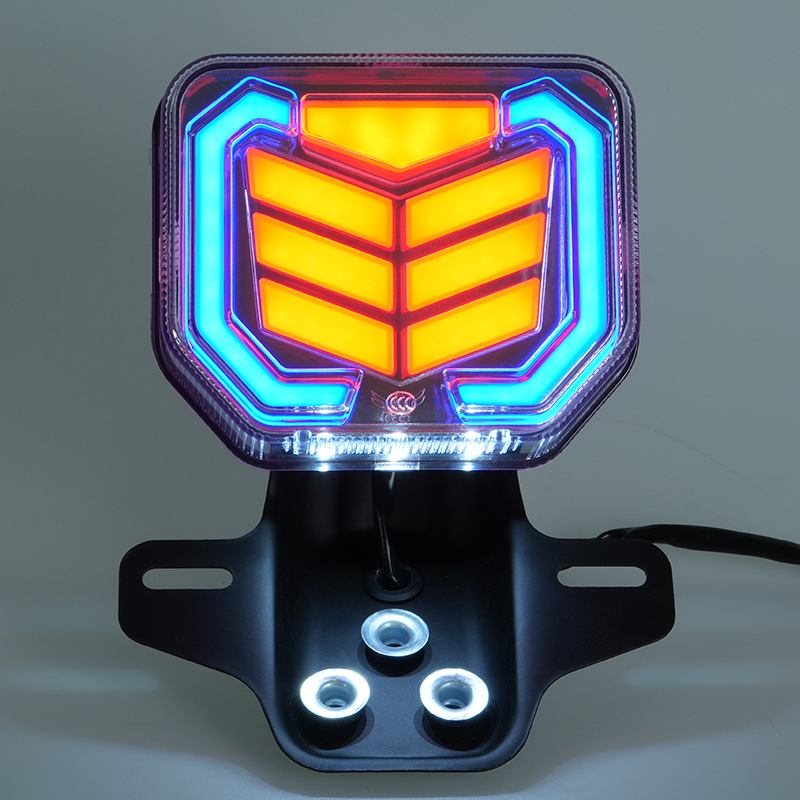 Illuminated CG125 CG150 motorcycle LED tail lamp, colorful neon light effect, custom logo available, factory direct motorcycle tail light for dealers