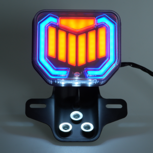 Illuminated CG125 CG150 motorcycle LED tail lamp, colorful RGB light effect, customizable logo on top red section, factory direct bulk order