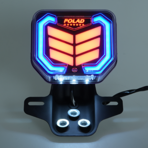 Illuminated CG125 CG150 motorcycle LED tail lamp, colorful neon light effect, customizable logo on top black section, factory direct bulk order