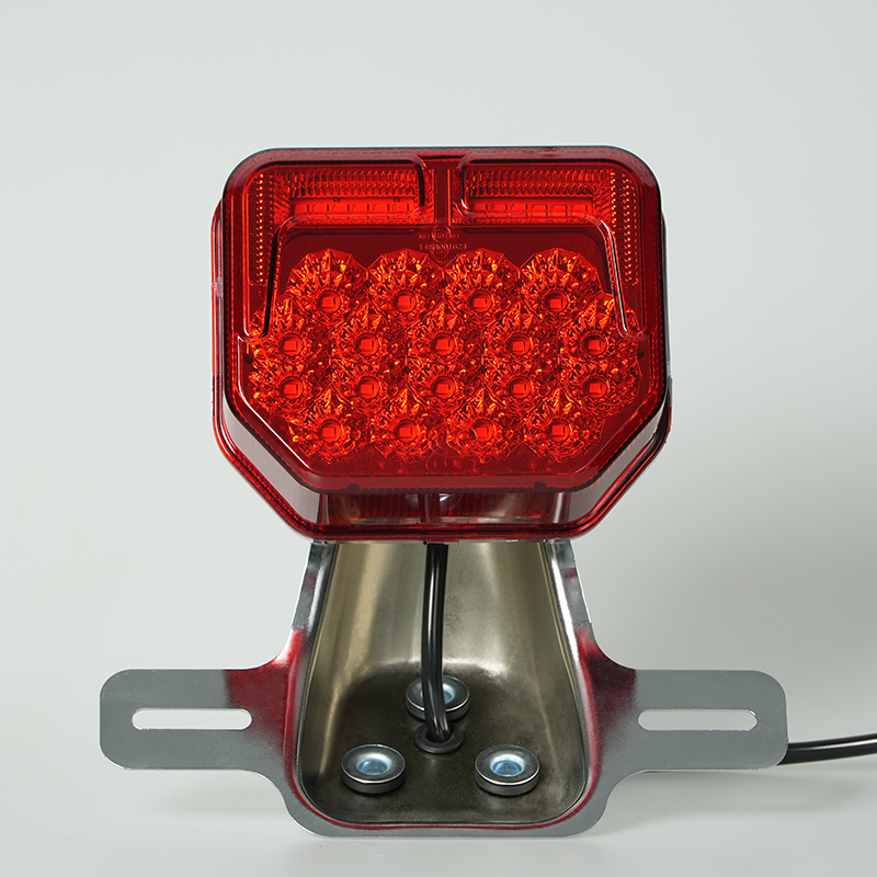GN model motorbike rear tail lamp red PC cover, chrome mounting holder front view