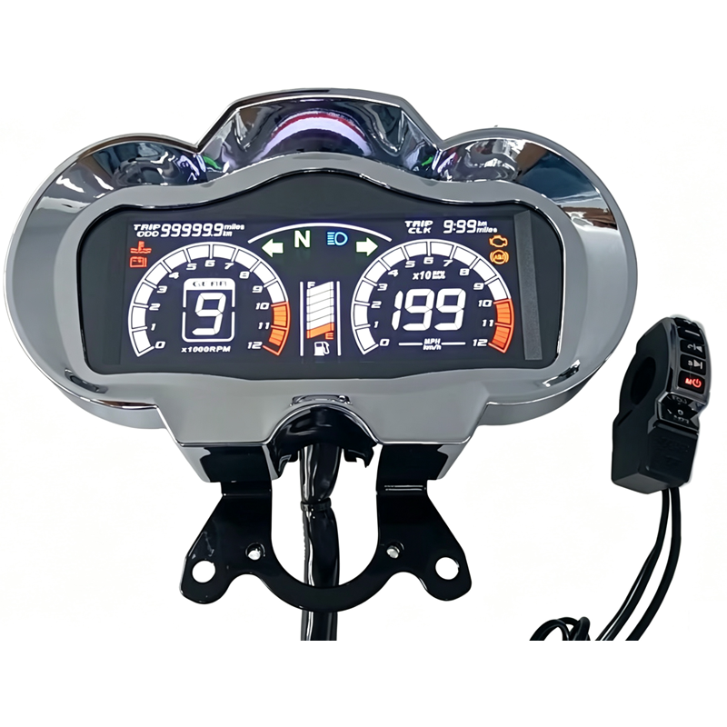 TFT full color motorcycle dashboard, bluetooth music & hands-free call, MP3 player via USB flash drive, handlebar remote control button, time display, button setting, wholesale motorcycle speedometer