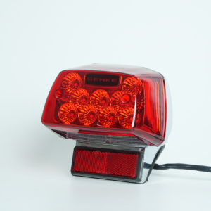 GN125 motorcycle LED tail light with customizable logo area, chrome housing red lens rear brake lamp for GN125 motorbike