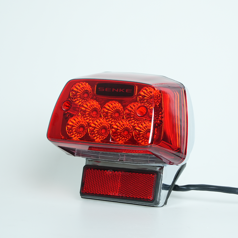 GN125 motorcycle LED tail light with customizable logo area, chrome housing red lens rear brake lamp for GN125 motorbike
