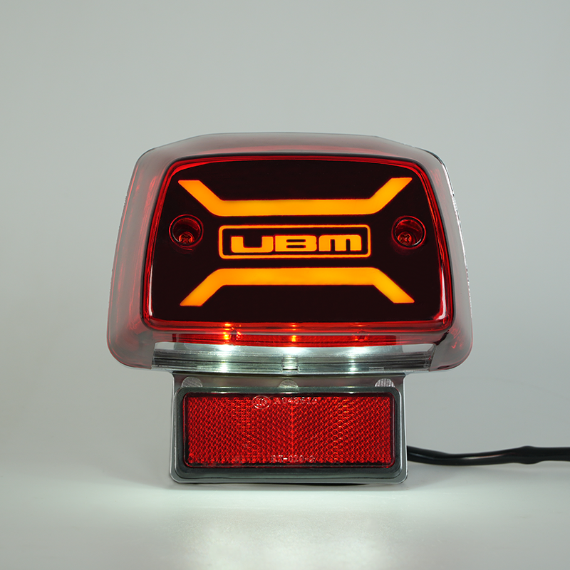 Illuminated GN125 motorcycle tail lamp, custom brand logo available, LED rear brake light for wholesale