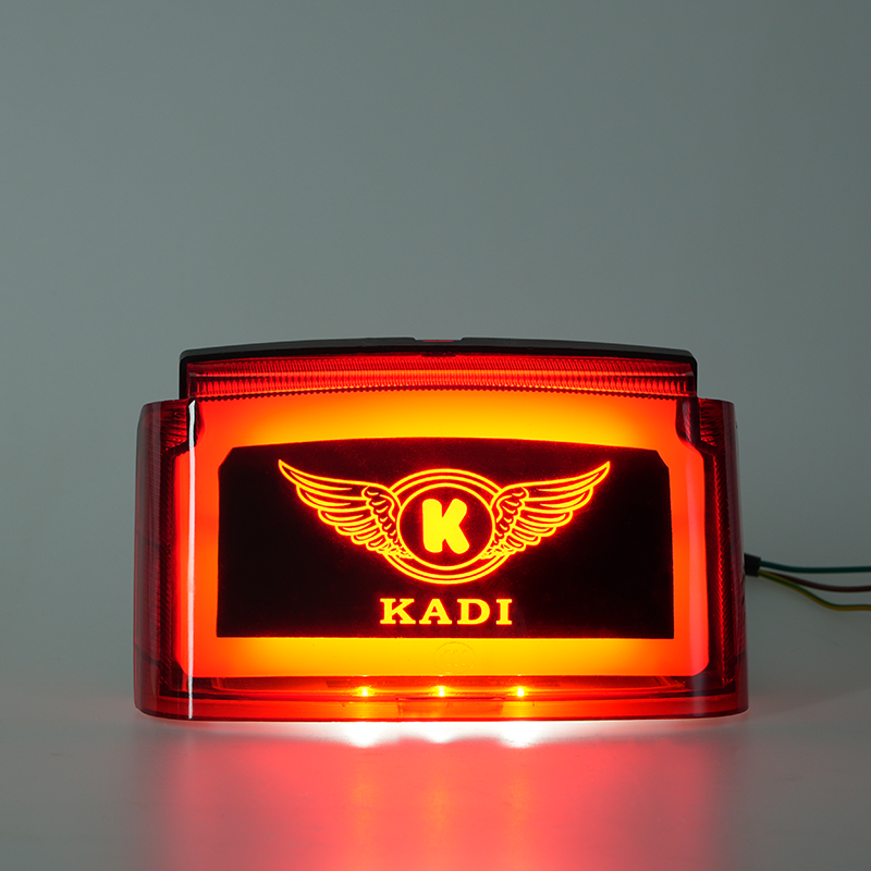 Bright glowing red motorcycle LED rear tail light, support personalized custom brand logo engraving