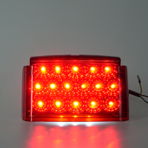 Bright illuminated motorcycle full‑LED tail light, high‑visibility red glowing LED beads