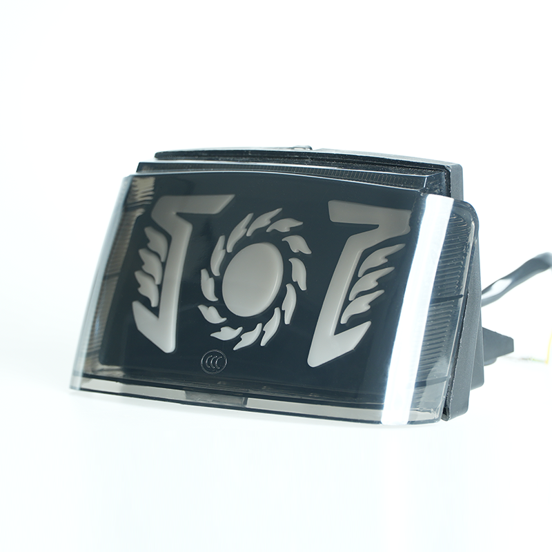 Customizable logo motorcycle smoked taillight off side angle